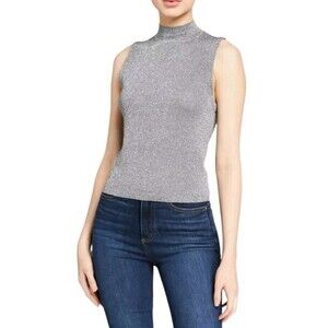 Alice + Olivia Tank Womens Small Office Old Money Preppy Silver Lanie Mock Neck